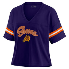 Phoenix Suns WEAR by Erin Andrews Women's Plus Size Color Block Boxy V-Neck T-Shirt Purple - NBA