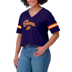 Phoenix Suns WEAR by Erin Andrews Women's Plus Size Color Block Boxy V-Neck T-Shirt Purple - NBA