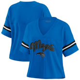 Orlando Magic WEAR by Erin Andrews Women's Plus Size Color Block Boxy V-Neck T-Shirt Blue - NBA