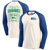 Seattle Seahawks Darius Rucker Collection Raglan Henley Long Sleeve T-Shirt Cream/Royal | Fanatics
