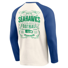 Seattle Seahawks Darius Rucker Collection Raglan Henley Long Sleeve T-Shirt Cream/Royal | Fanatics