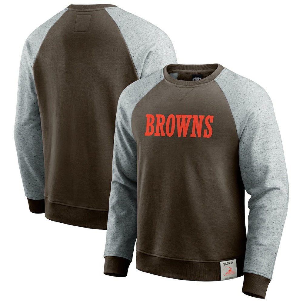Cleveland Browns Darius Rucker Collection Colorblock Pullover Sweatshirt Brown/Heather Gray | Fanatics