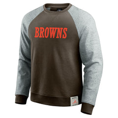 Cleveland Browns Darius Rucker Collection Colorblock Pullover Sweatshirt Brown/Heather Gray | Fanatics