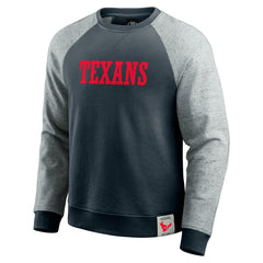 Houston Texans Darius Rucker Collection Colorblock Pullover Sweatshirt Navy/Heather Gray | Fanatics