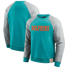 Miami Dolphins Darius Rucker Collection Colorblock Pullover Sweatshirt Aqua/Heather Gray | Fanatics