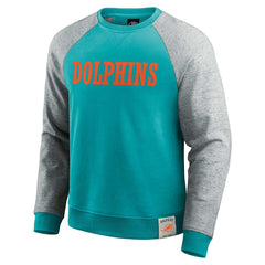 Miami Dolphins Darius Rucker Collection Colorblock Pullover Sweatshirt Aqua/Heather Gray | Fanatics