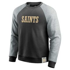 New Orleans Saints Darius Rucker Collection Colorblock Pullover Sweatshirt Black/Heather Gray | Fanatics