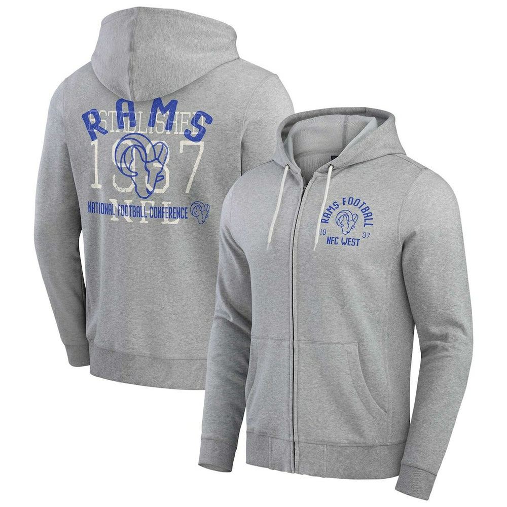 Los Angeles Rams Darius Rucker Collection Vintage Stripe Full-Zip Hoodie Heather Gray | Fanatics