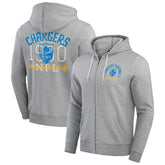 Los Angeles Chargers Darius Rucker Collection Vintage Stripe Full-Zip Hoodie Heather Gray | Fanatics