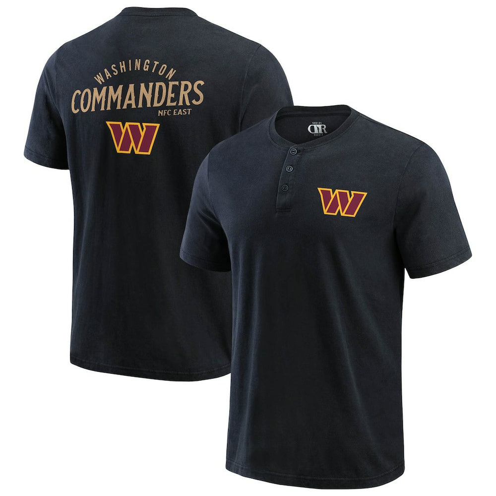 Washington Commanders Darius Rucker Collection Washed Henley T-Shirt Black | Fanatics