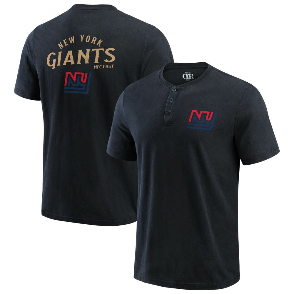 New York Giants Darius Rucker Collection Washed Henley T-Shirt Black | Fanatics