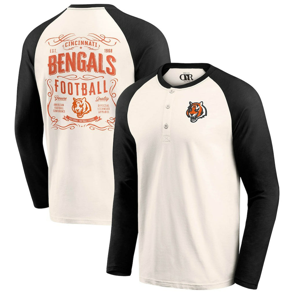Cincinnati Bengals Darius Rucker Collection Raglan Henley T-Shirt Cream/Black | Fanatics