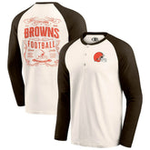 Cleveland Browns Darius Rucker Collection Raglan Henley T-Shirt Cream/Brown | Fanatics