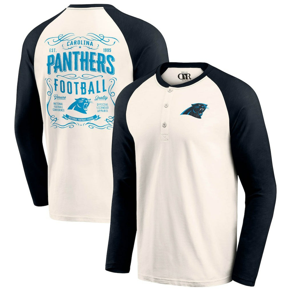 Carolina Panthers Darius Rucker Collection Raglan Henley T-Shirt Cream/Black | Fanatics