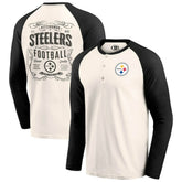 Pittsburgh Steelers Darius Rucker Collection Raglan Henley T-Shirt Cream/Black | Fanatics