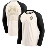 New Orleans Saints Darius Rucker Collection Raglan Henley T-Shirt Cream/Black | Fanatics