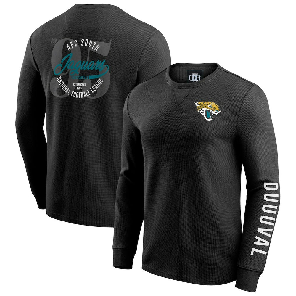 Jacksonville Jaguars Darius Rucker Collection Washed Waffle-Knit Long Sleeve T-Shirt Black | Fanatics