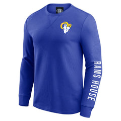 Los Angeles Rams Darius Rucker Collection Washed Waffle-Knit Long Sleeve T-Shirt Royal | Fanatics