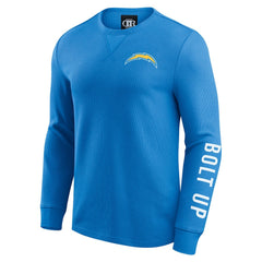 Los Angeles Chargers Darius Rucker Collection Washed Waffle-Knit Long Sleeve T-Shirt Powder Blue | Fanatics
