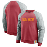 Tampa Bay Buccaneers Darius Rucker Collection Throwback Color Block Raglan Pullover Sweatshirt Red/Heather Gray | Fanatics