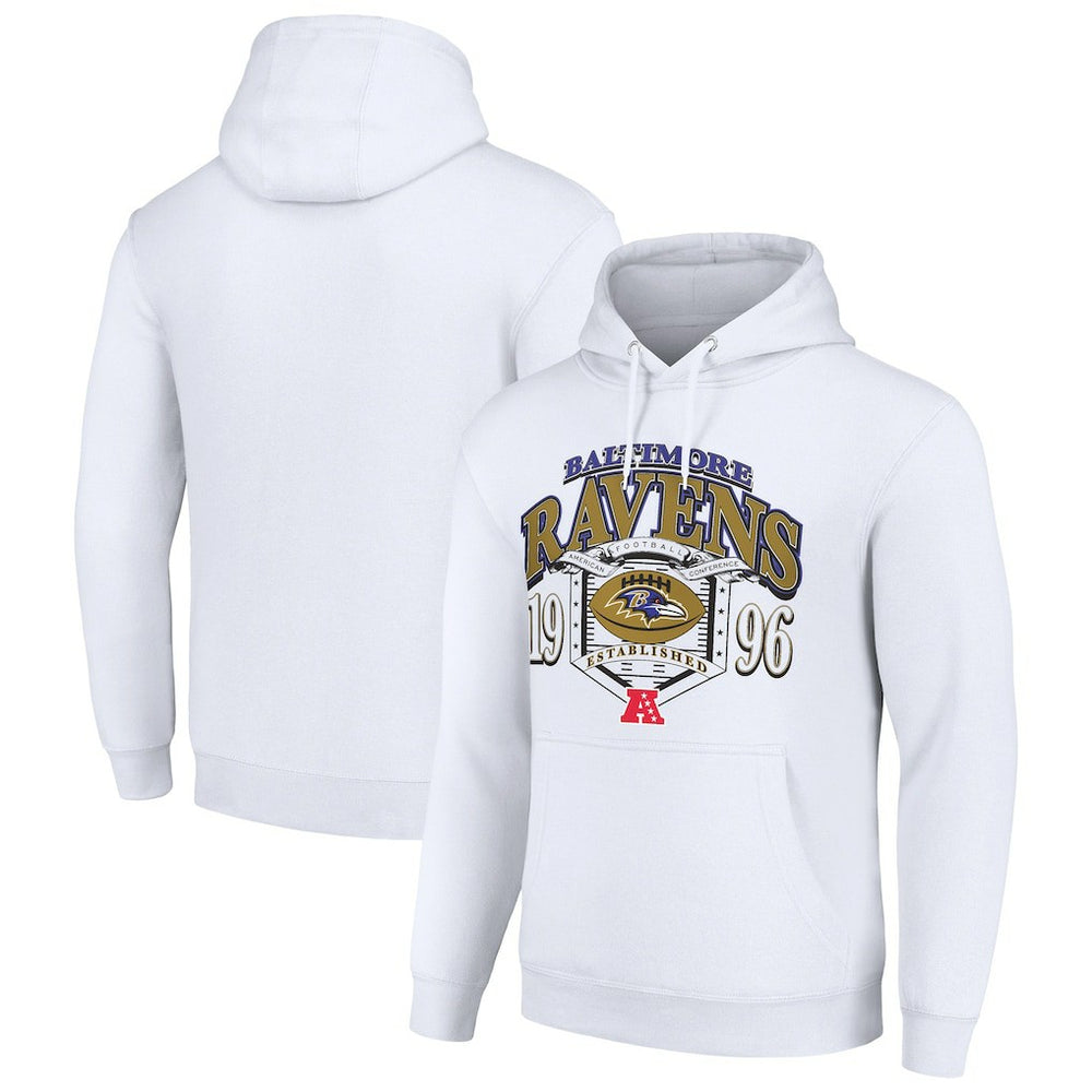 Baltimore Ravens Starter 80s Retro Pullover Hoodie White | NFL