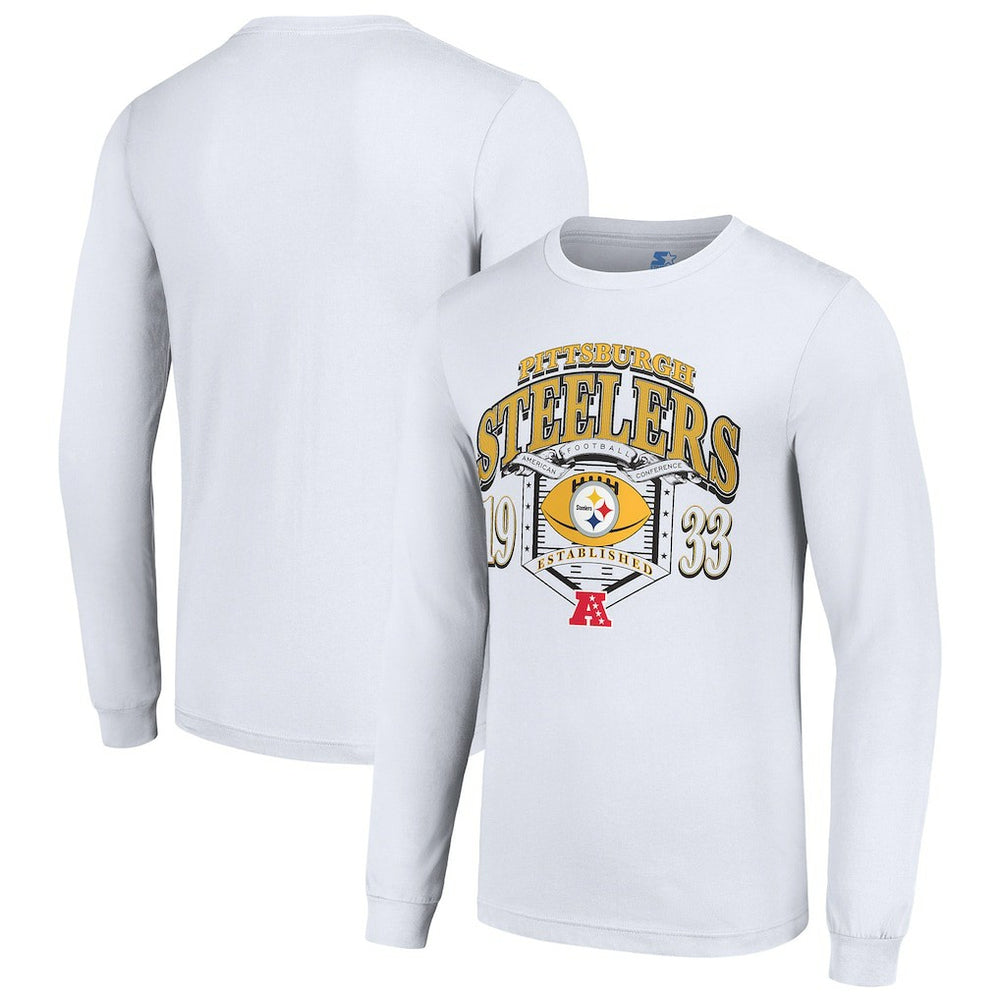 Pittsburgh Steelers Starter Retro Long Sleeve Graphic T-Shirt White | NFL