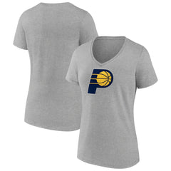 Indiana Pacers Women's Primary Logo V-Neck T-Shirt Gray - NBA