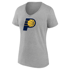 Indiana Pacers Women's Primary Logo V-Neck T-Shirt Gray - NBA