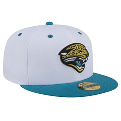Jacksonville Jaguars New Era Throwback Logo Flipside Two-Tone 59FIFTY Fitted Hat White/Teal | NFL