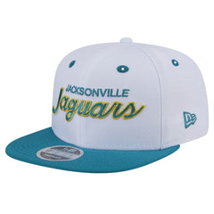 Jacksonville Jaguars New Era Throwback Sparky Original Fit 9FIFTY Snapback Hat White/Teal | NFL