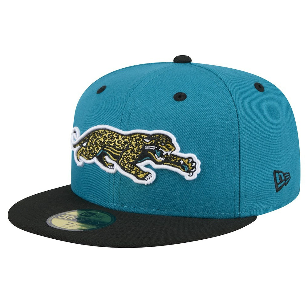 Jacksonville Jaguars New Era Throwback Crawl Flipside Two-Tone 59FIFTY Fitted Hat Teal/Black | NFL