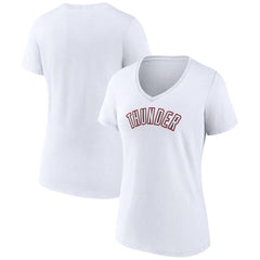 Oklahoma City Thunder Women's Alternate Logo V-Neck T-Shirt White - NBA