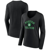 Boston Celtics Women's Overtime V-Neck Long Sleeve T-Shirt Black - NBA