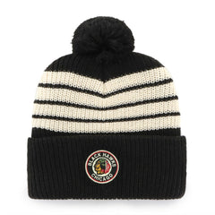 Chicago Blackhawks '47 Old Time Hockey Barn Cuffed Knit Hat with Pom - Black - NHL