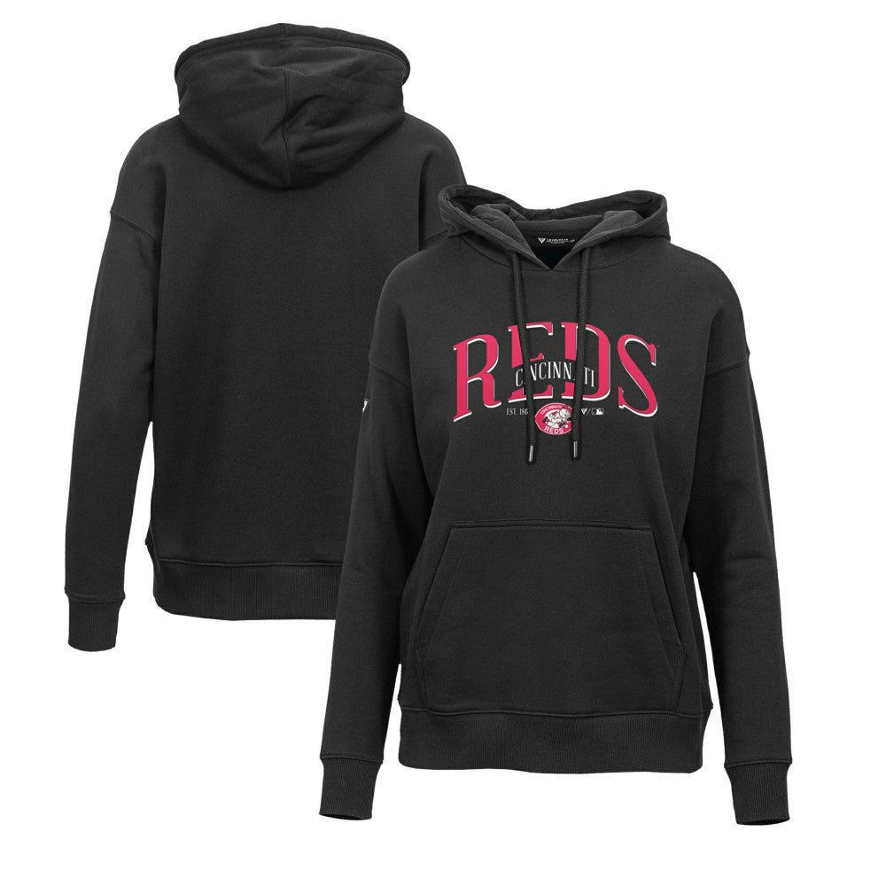 Cincinnati Reds Levelwear Women's Adorn Cooperstown Collection Retro Spellout Pullover Hoodie - MLB