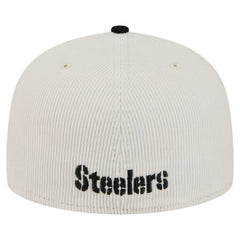 Pittsburgh Steelers New Era Corduroy 59FIFTY Fitted Hat Cream/Black | NFL