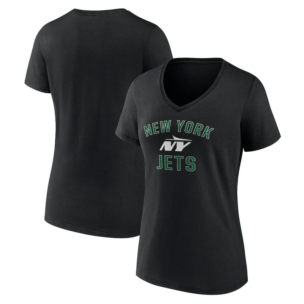 New York Jets Women's Victory Arch V-Neck T-Shirt Black | NFL