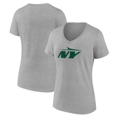 New York Jets Women's Secondary Logo V-Neck T-Shirt Gray | NFL