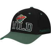 Minnesota Wild Mitchell & Ness Backside Script 2-Tone Pro Crown Adjustable Hat - Black/Green - NHL