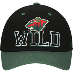 Minnesota Wild Mitchell & Ness Backside Script 2-Tone Pro Crown Adjustable Hat - Black/Green - NHL