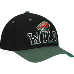 Minnesota Wild Mitchell & Ness Backside Script 2-Tone Pro Crown Adjustable Hat - Black/Green - NHL