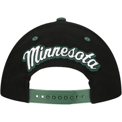 Minnesota Wild Mitchell & Ness Backside Script 2-Tone Pro Crown Adjustable Hat - Black/Green - NHL