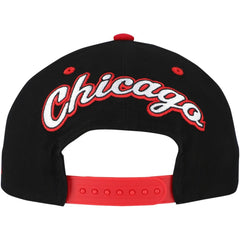 Chicago Blackhawks Mitchell & Ness Backside Script Two-Tone Pro Crown Adjustable Hat - Black/Red - NHL