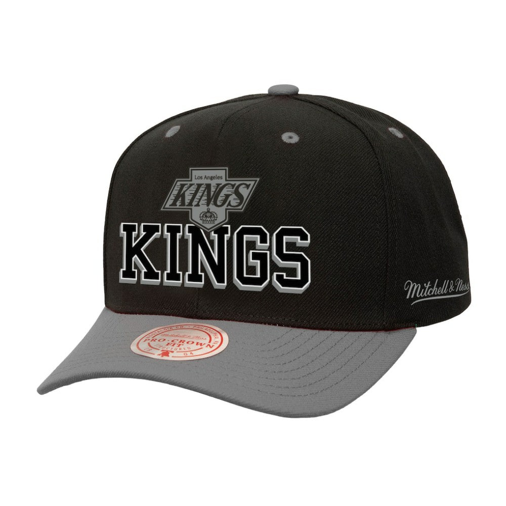 Los Angeles Kings Mitchell & Ness Backside Script Two-Tone Pro Crown Adjustable Hat - Black/Silver - NHL