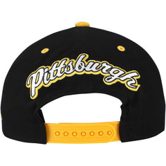 Pittsburgh Penguins Mitchell & Ness Backside Script Two-Tone Pro Crown Adjustable Hat - Black/Gold - NHL