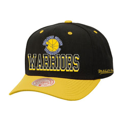 Golden State Warriors Backside Script Two-Tone Pro Crown Adjustable Hat Black/Gold - NBA