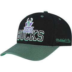 Milwaukee Bucks Backside Script Two-Tone Pro Crown Adjustable Hat Black/Hunter Green - NBA