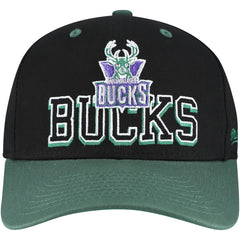 Milwaukee Bucks Backside Script Two-Tone Pro Crown Adjustable Hat Black/Hunter Green - NBA