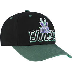 Milwaukee Bucks Backside Script Two-Tone Pro Crown Adjustable Hat Black/Hunter Green - NBA