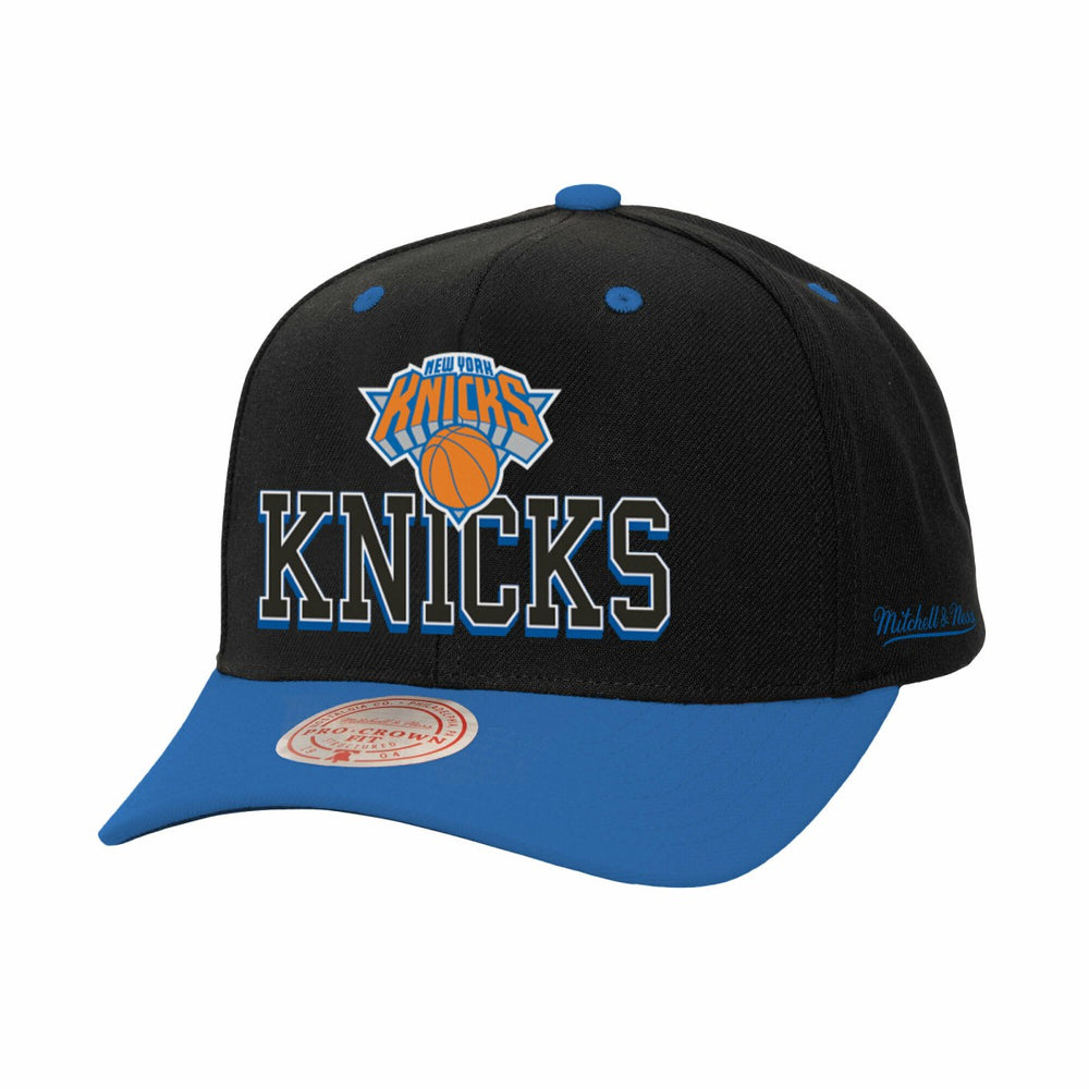 New York Knicks Backside Script 2-Tone Pro Crown Adjustable Hat Black/Blue - NBA